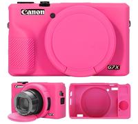 Supmay Funda para cámara digital Canon Powershot G7 X Mark III, funda protectora de silicona suave, cubierta de lente extraíble, funda de silicona suave para cámara, color rojo rosa