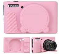 Supmay Funda para cámara digital Canon PowerShot SX740 HS/SX730 HS, bolsa protectora de silicona suave, cubierta de lente extraíble, funda de silicona suave para cámara, color rosa