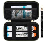 Supmay Funda rígida de transporte compatible con 2 bolígrafos EpiPen o Auvi-Q, epinefrina, estuche de viaje médico con bolsillos de malla para inhalador de asma, gotas para los ojos, color negro