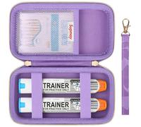 Supmay Funda rígida de transporte compatible con 2 bolígrafos EpiPen o Auvi-Q, epinefrina, estuche de viaje médico con bolsillos de malla para inhalador de asma, gotas para los ojos, color morado