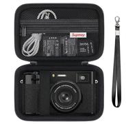 Supmay Funda rígida de viaje para cámara digital Fujifilm X100VI / X100V, funda de almacenamiento para cámara digital con bolsillo de malla para baterías, tarjeta SD, cable USB, color negro