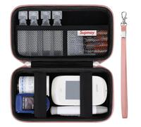 Supmay Suministros para diabéticos, estuche organizador de suministros para diabéticos, estuche de transporte para kit de pruebas de diabetes, monitor de glucosa en sangre con tiras de prueba de