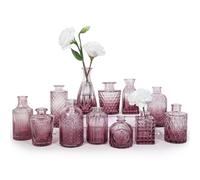 SUPMIND 12pcs Juego de jarrn de brotes de vidrio Pequeos jarrones de flores prpuras para centros de mesa en mini jarrn vintage para la boda decor