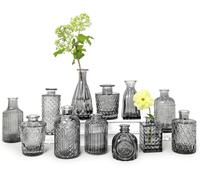 SUPMIND Juego de 12 jarrones de brotes Negros a Granel, pequeños jarrones para centros de Mesa, Mini jarrón Vintage para Bodas rústicas, hogar, decoración de Mesa