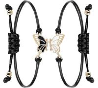 SUpoetry 2 Piezas Pareja Pulsera De Mariposa, Pulsera Mariposa Aniversario, Regalos De Joyas De Mariposas Para Los Mejores Amigos, Las Pulseras De Mariposas Representan La Promesa Entre Parejas.