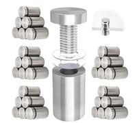 Supoetry 30 Piezas Clavo Publicitario de Acero Inoxidable, 12x20 mm Clavos de Publicidad, Espaciador de Acero Inoxidable, Glass Standoff Screws para Montaje de Publicidad, Carteles (Plata)