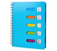 SUpoetry Cuaderno Espiral A5, Libreta con Separadores, Cuaderno con Líneas y 5 Separadores, A5 Cuaderno de Espiral para Estudiantes, Oficina, Escritura y Planificación, 14,5 x 21 cm, Azul