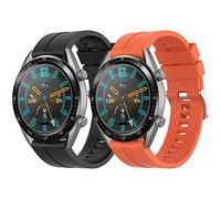 Supore Correa Compatible con Huawei Watch GT2 46mm, GT3 46mm, GT Active, GT 2 Pro, Honor Watch Magic, Galaxy Watch 46mm, Gear S3, Gear 2, 22 mm, Silicona, Negro con detalles naranja, 210 mm