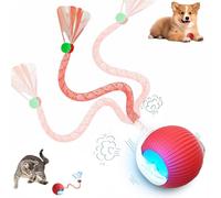 Supore Pelota Interactiva para Gatos, Juguetes para Gatos Interactivos, Smart Rolling Pelota Viva para Gato con Cola, Bola Interactiva para Gato Inteligente Recargable por USB (Rojo)