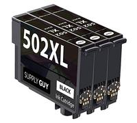 Supply Guy 3 Cartuchos Compatible con Epson 502XL Negro para WF2860 WF2860dwf WF2865 WF2865dwf WF2880 WF2880dwf WF2885 WF2885dwf XP5100 XP5105 XP5115 XP5150 XP5155