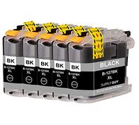 Supply Guy 5 Cartuchos Compatible con Brother LC-127 Negro para DCP-J4110dw DCP-J4110w MFC-J4310dw MFC-J4410dw MFC-J4510dw MFC-J4610dw MFC-J4710dw