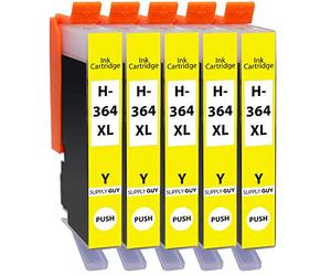 Supply Guy 5 Cartuchos de impresión compatibles con HP 364 XL HP364 CB325EE (Amarillo)