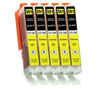 Supply Guy 5 Cartuchos de Tinta con viruta Compatible con Canon CLI-551 Amarillo para Canon Pixma IP7250 IP8750 IX6850 MG5450 MG5550 MG5650 MG5655 MG6350 MG6450 MG6650 MG7150 MG7550 MX725 MX925