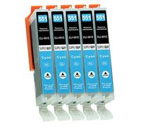 Supply Guy 5 Cartuchos de Tinta con viruta Compatible con Canon CLI-551 Cian para Canon Pixma IP7250 IP8750 IX6850 MG5450 MG5550 MG5650 MG5655 MG6350 MG6450 MG6650 MG7150 MG7550 MX725 MX925
