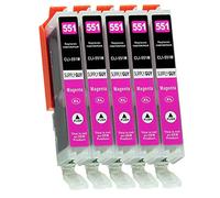 Supply Guy 5 Cartuchos de Tinta con viruta Compatible con Canon CLI-551 Magenta para Canon Pixma IP7250 IP8750 IX6850 MG5450 MG5550 MG5650 MG5655 MG6350 MG6450 MG6650 MG7150 MG7550 MX725 MX925