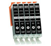 Supply Guy 5 Cartuchos de Tinta con viruta Compatible con Canon CLI-551 Negro Photo para Canon Pixma IP7250 IP8750 IX6850 MG5450 MG5550 MG5650 MG5655 MG6350 MG6450 MG6650 MG7150 MG7550 MX725 MX925