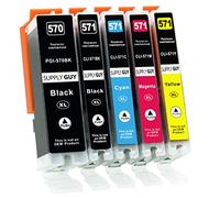 Supply Guy 5 Cartuchos de Tinta con viruta Compatible con Canon PGI-570 CLI-571 para Pixma MG5750 MG5751 MG5752 MG5753 MG6850 MG6851 MG6852 MG6853 TS5050 TS5051 TS5053 TS5055 TS6050 TS6051 TS6052