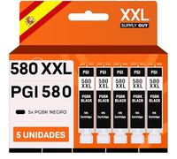 Supply Guy 580XXL Cartuchos Negro PGBK compatibles con Canon PGI-580 XXL para Pixma TS705 TS705a TS6350 TS6350a TS6351 TS6351a TS6300 TR8550 TS9550 Multipack 5 Cartuchos de Tinta