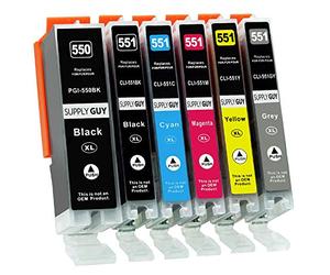 Supply Guy 6 Cartuchos de Tinta con viruta Compatible con Canon PGI-550 / CLI-551 para Canon Pixma IP8700 IP8750 MG6300 MG6350 MG7100 MG7150 MG7500 MG7550