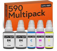 Supply Guy GI-590 GI590 Tinta Compatible para Canon GI-590 para Canon PIXMA G1500 G1501 G1510 G2500 G2501 G2510 G3500 G3501 G3510 G4500 G4510 G4511 (5X Multipack)