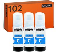 Supply Guy Tinta Cian compatibles con Epson 102 para EcoTank ET-4850 ET-2850 ET-2856 ET-3850 ET-4856 ET-15000 (3 Botellas de Tinta de 3x70ml)