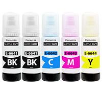 Supply Guy Tinta compatibles con Epson 664 para EcoTank ET-2500 ET-2550 ET-2600 ET-2650 ET-3600 ET-4500 (5 Botellas de Tinta de 5x70ml)