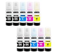 Supply Guy Tinta de Impresora compatibles con Epson 664 para EcoTank ET-2500 ET-2550 ET-2600 ET-2650 ET-3600 ET-4500 (10 Botellas de Tinta de 10x70ml)