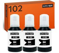Supply Guy Tinta Negro pigmentado compatibles con Epson 102 para EcoTank ET-4850 ET-2850 ET-2856 ET-3850 ET-4856 ET-15000 (3 Botellas de Tinta de 3x127ml)