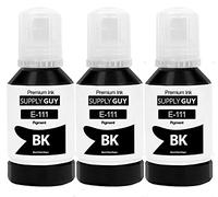 Supply Guy Tinta Negro pigmentado compatibles con Epson 111 para EcoTank ET-M1100 ET-M1120 ET-M1140 ET-M1170 ET-M1180 (3 Botellas de Tinta de 3x127ml)