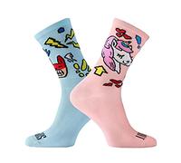 Support Calcetines de ciclismo para hombre, tecnología transpirable de fibra antideslizante, unisex, divertidos patrones de ciclista, Bad Unicorn 42-44 EU
