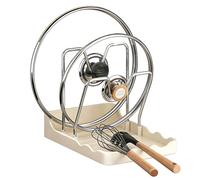 Support de rangement pour couvercle de casserole de cuisine - PP + acier inoxydable, organisateur | Couvercle et étagère repose-cuillère avec égouttoir pour plat, assiette, planche à découper, comptoi
