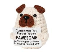Support Dog Doll, Crochet Plush Toy, Motivational Stuffed Animal with Soft Fabric Build System, Emotional Encouragement Figure with Handmade Design, Comfort Gift Toy for Stress Comfort Use