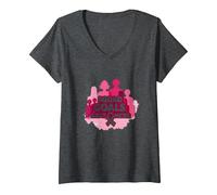 Support Squad Cáncer de Mama: los Objetivos del escuadrón vencen al cáncer Camiseta Cuello V, Mujer, Jaspeado Oscuro, XXL