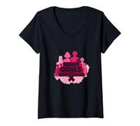 Support Squad Cáncer de Mama: los Objetivos del escuadrón vencen al cáncer Camiseta Cuello V, Mujer, Negro, L