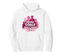 Support Squad Cáncer de Mama: los Objetivos del escuadrón vencen al cáncer Sudadera con Capucha, Unisex para Adultos, Blanco, S