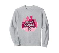 Support Squad Cáncer de Mama: los Objetivos del escuadrón vencen al cáncer Sudadera, Unisex para Adultos, Gris Jaspeado, M