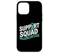 Support Squad - Cinta verde azulado para concienciación sobre el cáncer de cuello uterino Carcasa para iPhone 12 mini