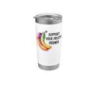 Support Your Fruity Friends Ally Pride Gay LGBT Queer LGBTQ Vaso térmico de acero inoxidable de doble pared