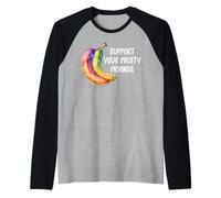 Support Your Fruity Friends LGBT Gay Pride Ally Queer LGBTQ+ Camiseta Manga Raglan
