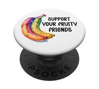 Support Your Fruity Friends LGBTQ Gay Pride Ally Queer LGBT PopSockets PopGrip Adhesivo
