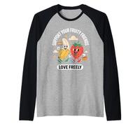 Support Your Fruity Friends Tolerancia Lgbtq Arco iris Camiseta Manga Raglan