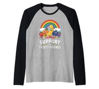 Support Your Fruity Friends Tolerancia Lgbtq Arco iris Camiseta Manga Raglan