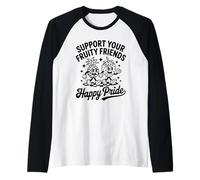 Support Your Fruity Friends Tolerancia Lgbtq Arco iris Camiseta Manga Raglan
