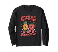Support Your Fruity Friends Tolerancia Lgbtq Arco iris Manga Larga