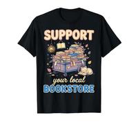 Support Your Local Bookstore Summer Bookish Books Lover Camiseta gráfica económica, Hombre, Negro, XL
