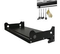 Supporto da parete per microonde con Porta spezie, mensola in Metallo Nero Resistente per pentole e padelle, soluzione per l'organizzazione Della cucina, 50 cm