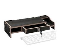 Supporto Monitor - Mensola Regolabile in Legno, Piano Ergonomico per Computer, Schermo, Tastiera, | Organizzatore Elegante per Studio, Camera , Spazio Lavoro, Casa, Scrivania