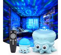 SUPPOU Oktopus Agua Ondulación Proyector Estrellas LED,Proyector Galaxia,16 Color Efectos,Luz de Noche,Luz Ambiental,Decoración Dormitorio,Mando Distancia,Regalos Navideños Fiesta