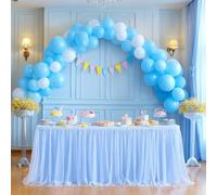 Suppromo Faldas de mesa para mesas rectangulares o mesas redondas 272 m color azul tul tutú de mesa para baby shower niño fiesta de cumpleaños bebé tiburón género decoración de mesa de pastel