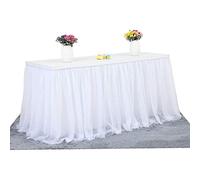 Suppromo - Faldón de Tul Mesa, Borde Dorado, 3 Capas de Malla, Suave, vajilla para Fiesta, Boda, Fiesta de cumpleaños y decoración del hogar